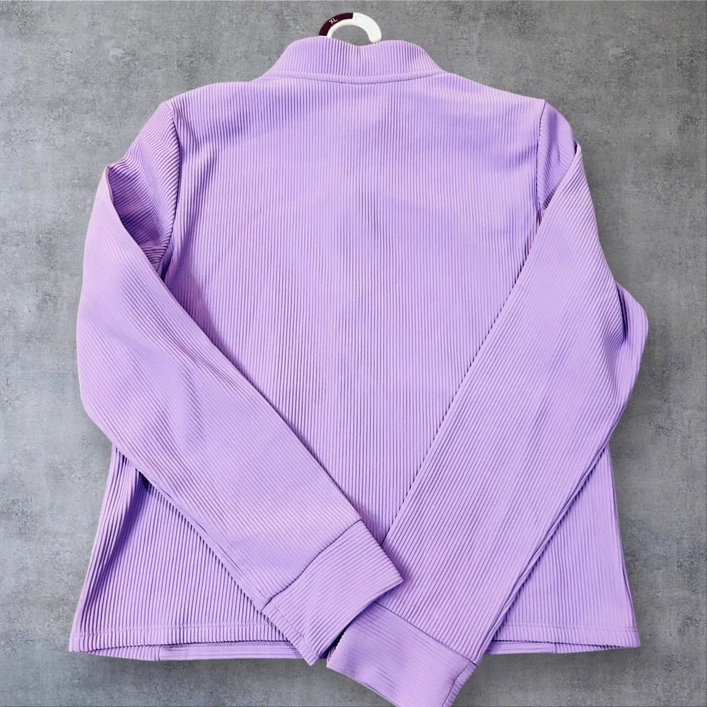 NEW All in Motion‎ Jacket Girls XL 14 Light Purple Full Zip Ribbed Slim Fit Crop